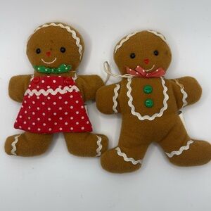 Hallmark 1985 Gingerbread Sewn Toy Boy & Girl Beaded/Weighted Vintage Decoration